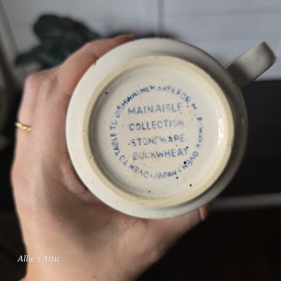 4 Buckwheat Stoneware Tan Speckled Coffee Mugs Cups Main Isle Vintage 1970s Set - Picture 4 of 5